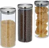 Relaxdays Vorratsglas 3er Set, luftdicht, Edelstahl Deckel, Produktbild-Vorschau 1