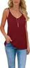 ASKSA Damen Bluse V-Ausschnitt Ärmellose Einfarbige T-Shirt Produktbild-Vorschau 3