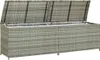 A grey poly rattan garden box with its lid open, showing the inside. Produktbild-Vorschau