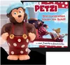 A toy figure of a monkey character named Petzi is shown in front of a book cover featuring the same character and other animals. Produktbild-Vorschau