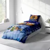 A bedroom scene with a bed dressed in festive bedding. Produktbild-Vorschau
