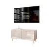 TV-kast AURA 100, Kashmir hoogglans, met schuine, gouden Productafbeelding-voorbeeld 3