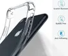 A clear phone case is shown on a dark iPhone, with feature callouts on the right. Produktbild-Vorschau
