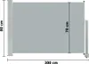 A diagram of a retractable side awning with dimensions indicated. Anteprima dell’immagine prodotto