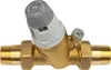 A brass pressure reducing valve with a gray and white adjustment knob, set against a white background. Podgląd zdjęcia produktu