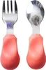 A fork and spoon set with pink handles. Voir les images du produit