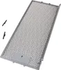 A metal mesh filter for a range hood, shown from a slightly elevated angle against a white background. Two small black clips are also visible to the left of the filter. Voir les images du produit