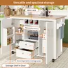 OKWISH Îlot de Cuisine avec Plateau Pliant, 2 Portes, 4 Voir les images du produit 3