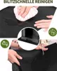 Collage showing a black mat being cleaned and a coffee machine on a mat. Produktbild-Vorschau