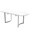 A white dining table with silver legs against a white background. Anteprima dell’immagine prodotto