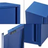 A collage of four close-up shots of a blue metal cabinet. Voir les images du produit