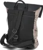 The back view of a beige and black backpack with a geometric pattern. Produktbild-Vorschau
