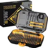 A precision screwdriver set with multiple bits and accessories, presented in its packaging and open case. Voir les images du produit