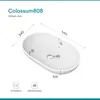 A technical drawing of a white oval sink with dimensions indicated. Produktbild-Vorschau
