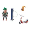 A collection of Playmobil figures and accessories, including a hipster figure, a solar charging station, a backpack, and an electric scooter. Anteprima dell’immagine prodotto