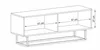 An illustration of a modern TV stand with measurements. Podgląd zdjęcia produktu