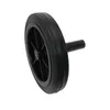A black wheel with a black axle on a white background. Produktbild-Vorschau