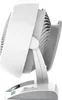 A white electric fan is shown from the side. Produktbild-Vorschau