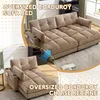 A collage showing a sofa bed in its sofa form and its chaise recliner form. Produktbild-Vorschau