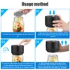 A four-panel instructional diagram showing how to use a vacuum sealer for mason jars. Produktbild-Vorschau
