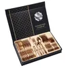 A set of copper-colored cutlery in a black gift box. Voir les images du produit