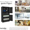 A collage of images showcasing a black filing cabinet in different settings, along with lifestyle images and a text description. Náhled obrázku produktu