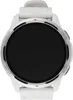 A close-up, front-facing view of a white smartwatch with a black screen. Náhľad obrázku produktu