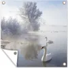 Gartenposter - 50x50 cm - Schwäne im Yamnaka See  - Produktbild-Vorschau 2