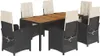 7-tlg. Garten-Essgruppe mit Kissen Schwarz Poly Rattan Produktbild-Vorschau 1