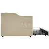 A side view of a beige upholstered sofa bed with a pull-out drawer mechanism visible. Anteprima dell’immagine prodotto