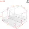 A diagram of a white metal bed frame with dimensions indicated by red lines and numbers. Podgląd zdjęcia produktu