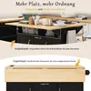 A kitchen island with an extended countertop, showing its open and closed states. Produktbild-Vorschau