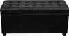 A black upholstered storage ottoman with a tufted lid. Podgląd zdjęcia produktu