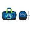 Two sports bags, one larger duffel bag and one smaller round bag, are shown side-by-side against a white background. Dimensions are indicated with lines and numbers. Náhľad obrázku produktu