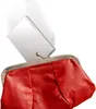A silver RFID card holder is partially inserted into a red coin purse. Podgląd zdjęcia produktu