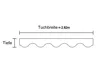 A diagram showing the dimensions of a fabric awning. Produktbild-Vorschau