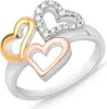 Ring Herzen aus Sterlingsilber Tricolor mit Zirkonia Produktbild-Vorschau 1