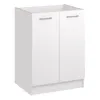 A white kitchen cabinet with two doors and silver handles. Náhľad obrázku produktu
