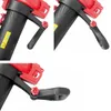 Collage of close-up shots of a leaf blower's handle and attachment mechanism. Produktbild-Vorschau