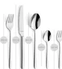 A set of cutlery is displayed with measurements indicated by lines and circles. Anteprima dell’immagine prodotto