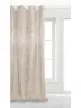 A beige velour curtain with crystal embellishments hangs in front of a window. Produktbild-Vorschau