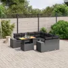 vidaXL 9-tlg. Garten-Sofagarnitur mit Kissen Schwarz Poly Produktbild-Vorschau 2
