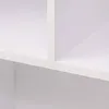 A close-up view of the corner and shelf of a white bookshelf. Produktbild-Vorschau