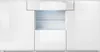A white modern sideboard with glass shelves and internal lighting. Podgląd zdjęcia produktu