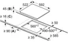 Diagram showing installation dimensions for a built-in cooktop. Produktbild-Vorschau