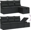 vidaXL 9-tlg. Garten-Sofagarnitur mit Kissen Schwarz Poly Produktbild-Vorschau 3