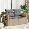 vidaXL Gartensofa mit Kissen 2-Sitzer Beige Poly Rattan Produktbild-Vorschau 2