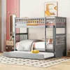 A grey bunk bed with a pull-out trundle bed in a child's bedroom. Anteprima dell’immagine prodotto