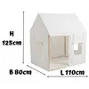 A white play tent with dimensions indicated by text overlays. Náhled obrázku produktu