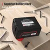 A black and red battery pack is placed on a wooden surface, surrounded by screws and Allen wrenches. Náhled obrázku produktu